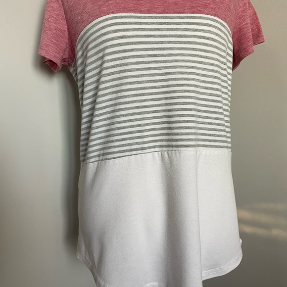Yunjey Women Short Sleeve Shirt, Medium, multicolors: white, gray & pink - Picture 5 of 10
